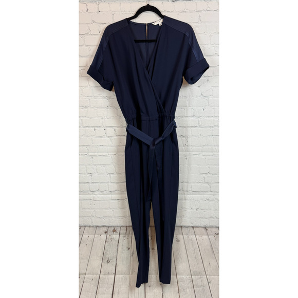 TRINA TURK blue wrap top belted short sleeve romper jumpsuit size 2 NWOT - Picture 1 of 10